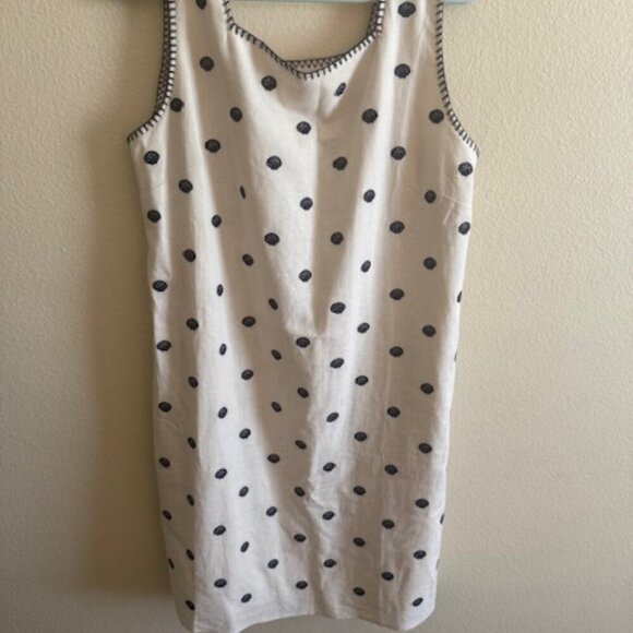 CYNTHIA ROWLEY Natural/Navy Seashell Embroidered Whipstitch Mini Sheath Dress - Picture 2 of 4